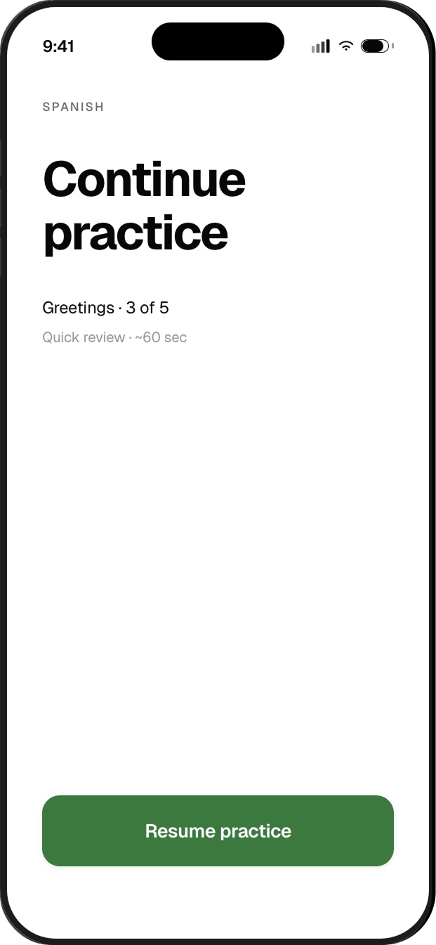 Mobile app: Resume-first step
